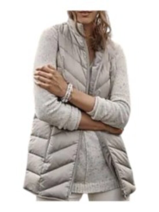 J. Jill Jackets & Blazers - J. Jill Sleeveless Down Puffer Vest in Ivory Medium Tall